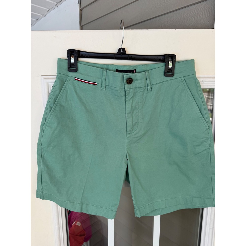 Tommy Hilfiger men's regular fit flex chino shorts green sz 31 preppy